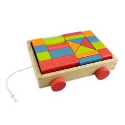 Spielzeugauto Holz mit Bauklötzen 20 x 17 cm bunt