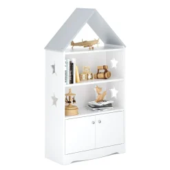 Spielzeugregal Haus DREAMYSTAR 62 x 115 cm weiss/grau