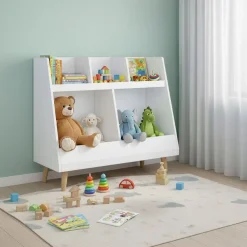 Spielzeugregal Kinderzimmer NORDIC 86 x 78 cm weiss/natur