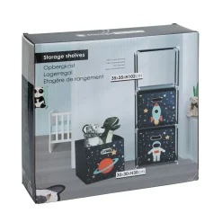 Spielzeugregal mit Aufbewahrungsboxen 35 x 35 x 102 cm blau