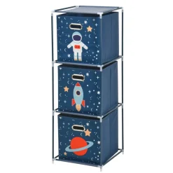 Spielzeugregal mit Aufbewahrungsboxen 35 x 35 x 102 cm blau