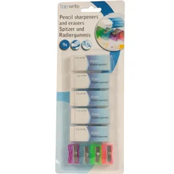 Spitzer und Radiergummi Set 9-teilig