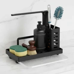 Spülbecken-Organizer Edelstahl 25 x 15 x 21 cm schwarz