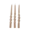 Stabkerze gedreht 26 cm 3er Set beige
