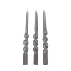 Stabkerze gedreht 26 cm 3er Set grau