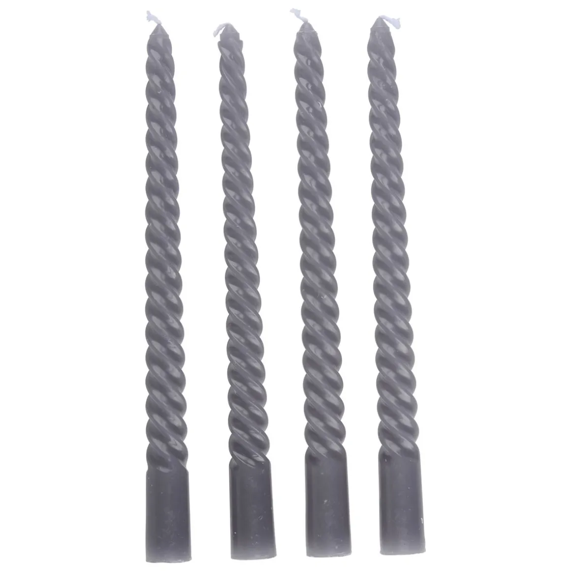 Stabkerze gedreht 25 cm 4er Set grau