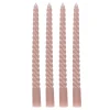 Stabkerze gedreht 25 cm 4er Set rosa