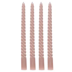 Stabkerze gedreht 25 cm 4er Set rosa