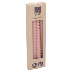 Stabkerze gedreht 25 cm 4er Set rosa