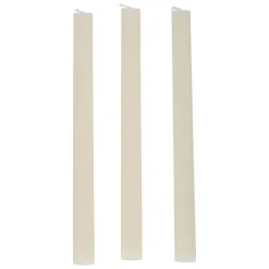 Stabkerze gerippt 25 cm 3er Set creme