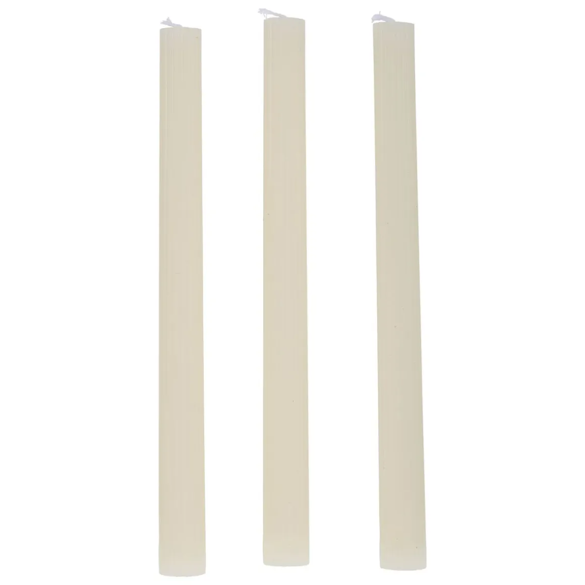 Stabkerze gerippt 25 cm 3er Set creme