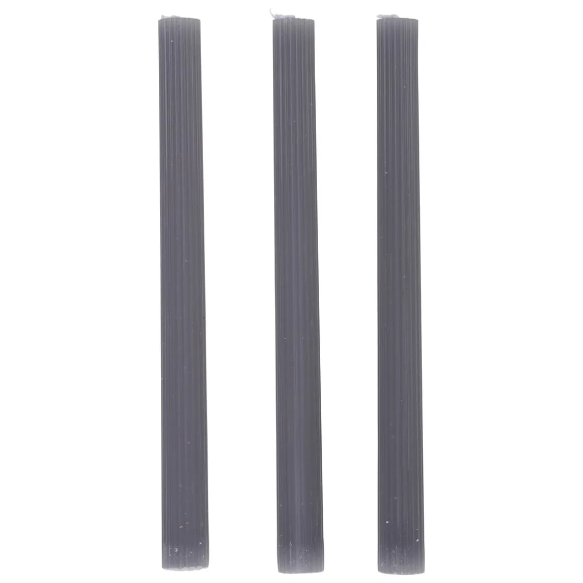 Stabkerze gerippt 25 cm 3er Set grau