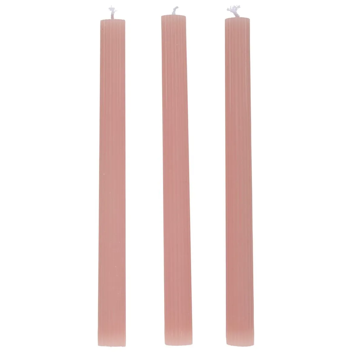 Stabkerze gerippt 25 cm 3er Set rosa