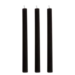Stabkerze gerippt 25 cm 3er Set schwarz