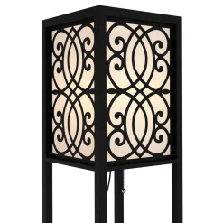 Stehlampe GLOWRY mit Regal und Schublade schwarz