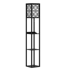 Stehlampe GLOWRY mit Regal und Schublade schwarz