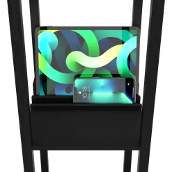 Stehlampe GLOWRY mit Regal und Schublade schwarz