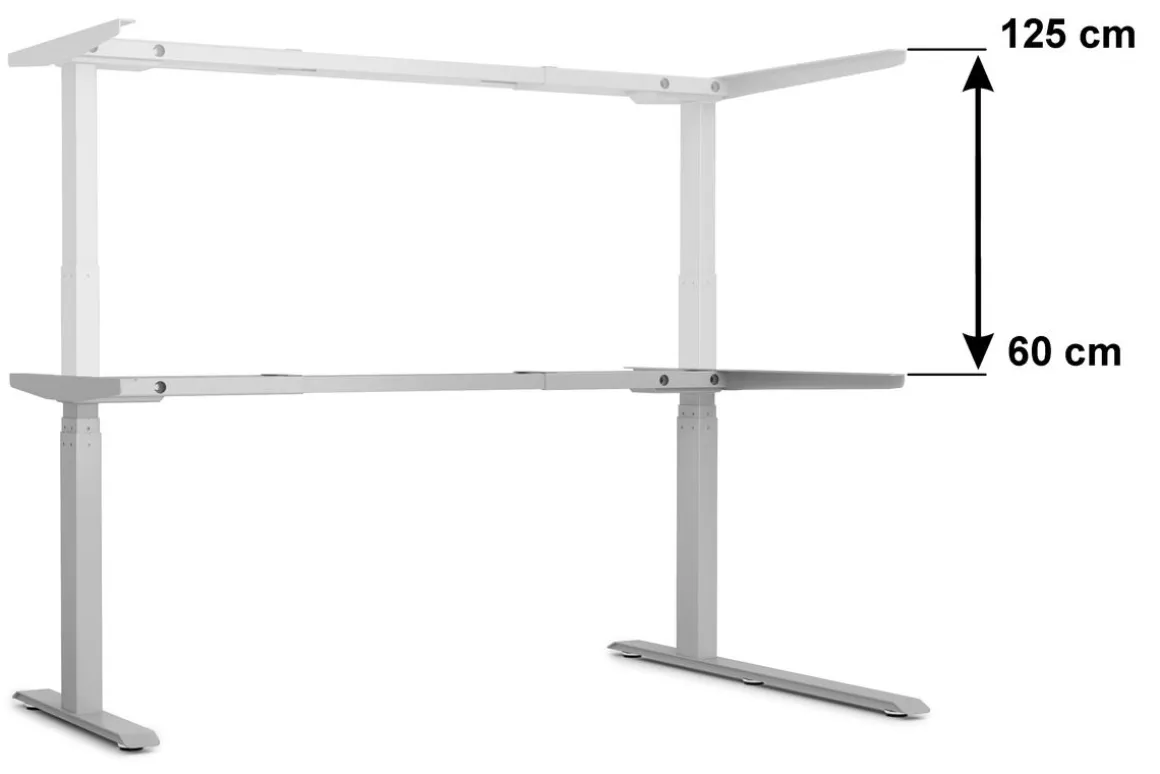 Stehpult Eckschreibtisch elektrisch PREMIUM grau 160 x 110 cm