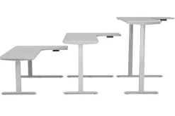 Stehpult Eckschreibtisch elektrisch PREMIUM grau 160 x 110 cm