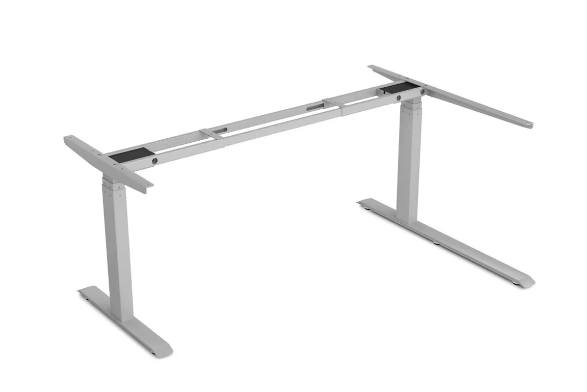Stehpult Eckschreibtisch elektrisch PREMIUM grau 160 x 110 cm