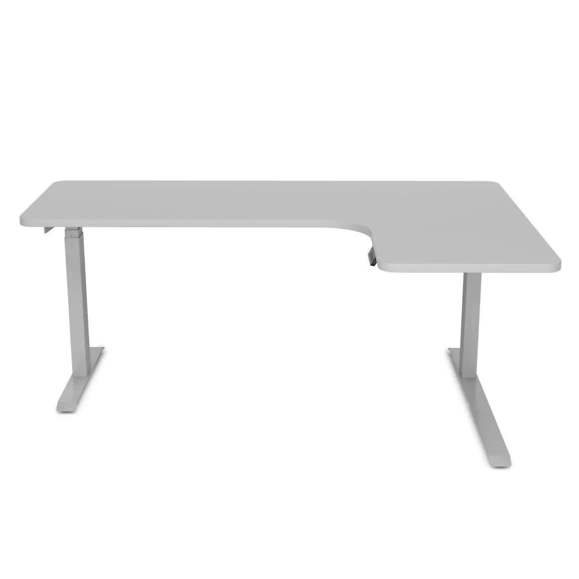 Stehpult Eckschreibtisch elektrisch PREMIUM grau 160 x 110 cm