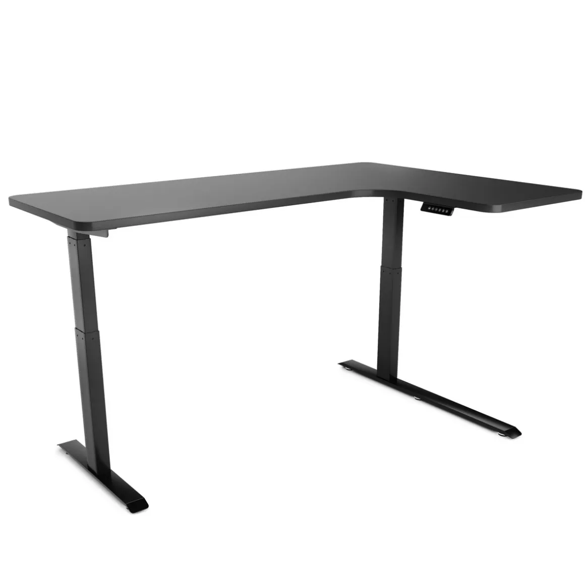 Stehpult Eckschreibtisch elektrisch PREMIUM schwarz 160 x 110 cm