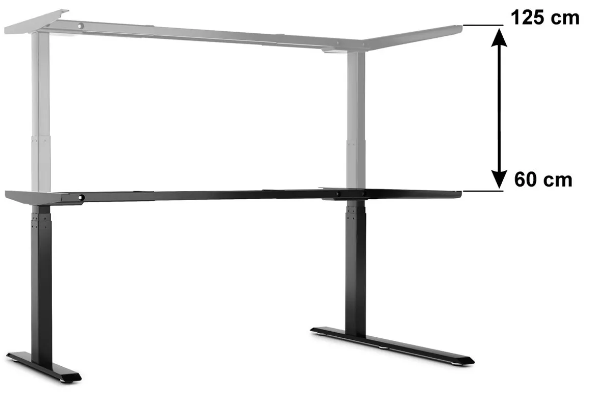 Stehpult Eckschreibtisch elektrisch PREMIUM schwarz 160 x 110 cm