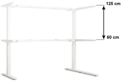Stehpult Eckschreibtisch elektrisch PREMIUM weiss 160 x 110 cm