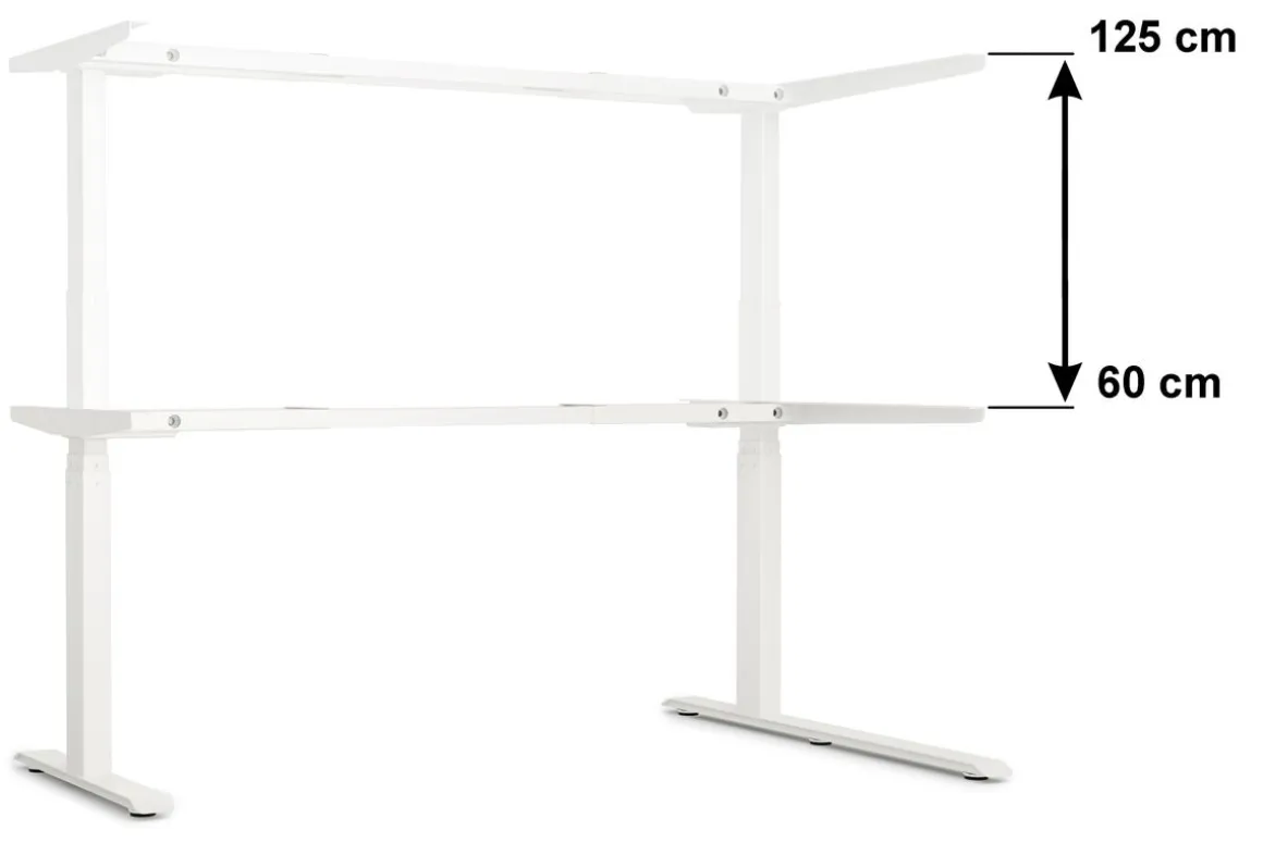 Stehpult Eckschreibtisch elektrisch PREMIUM weiss 160 x 110 cm