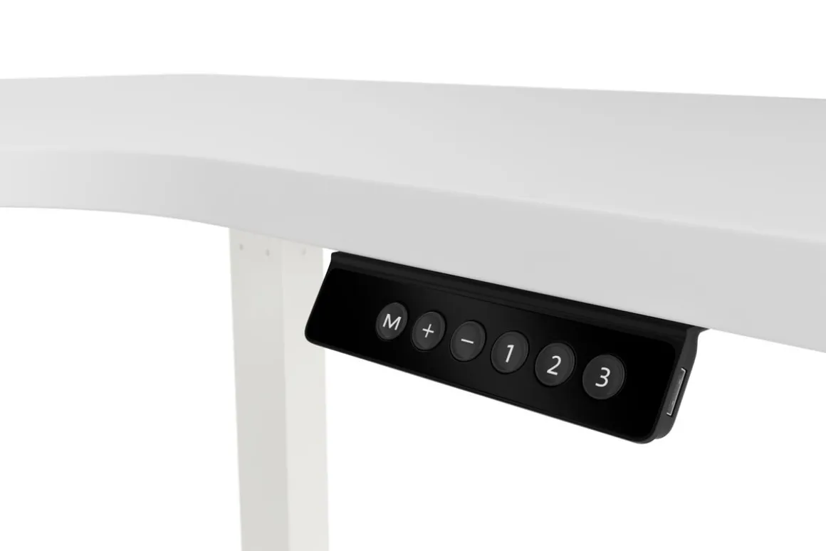 Stehpult Eckschreibtisch elektrisch PREMIUM weiss 160 x 110 cm