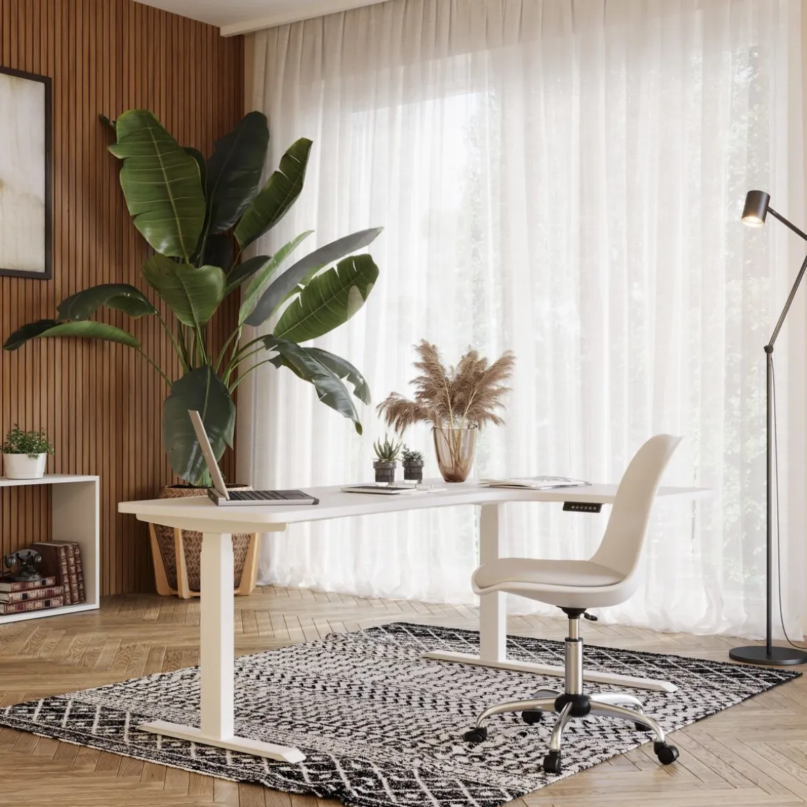 Stehpult Eckschreibtisch elektrisch PREMIUM weiss 160 x 110 cm