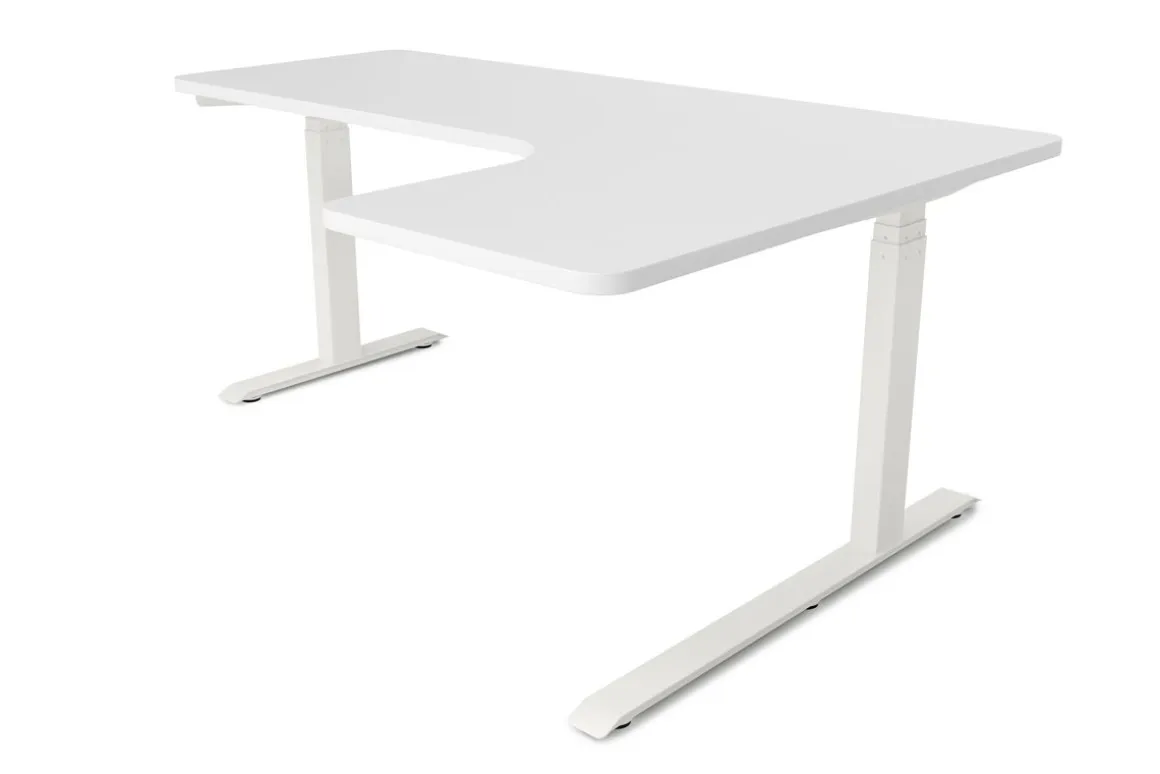 Stehpult Eckschreibtisch elektrisch PREMIUM weiss 160 x 110 cm