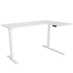 Stehpult Eckschreibtisch elektrisch PREMIUM weiss 160 x 110 cm