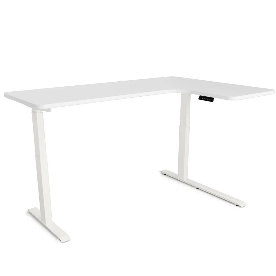 Stehpult Eckschreibtisch elektrisch PREMIUM weiss 160 x 110 cm