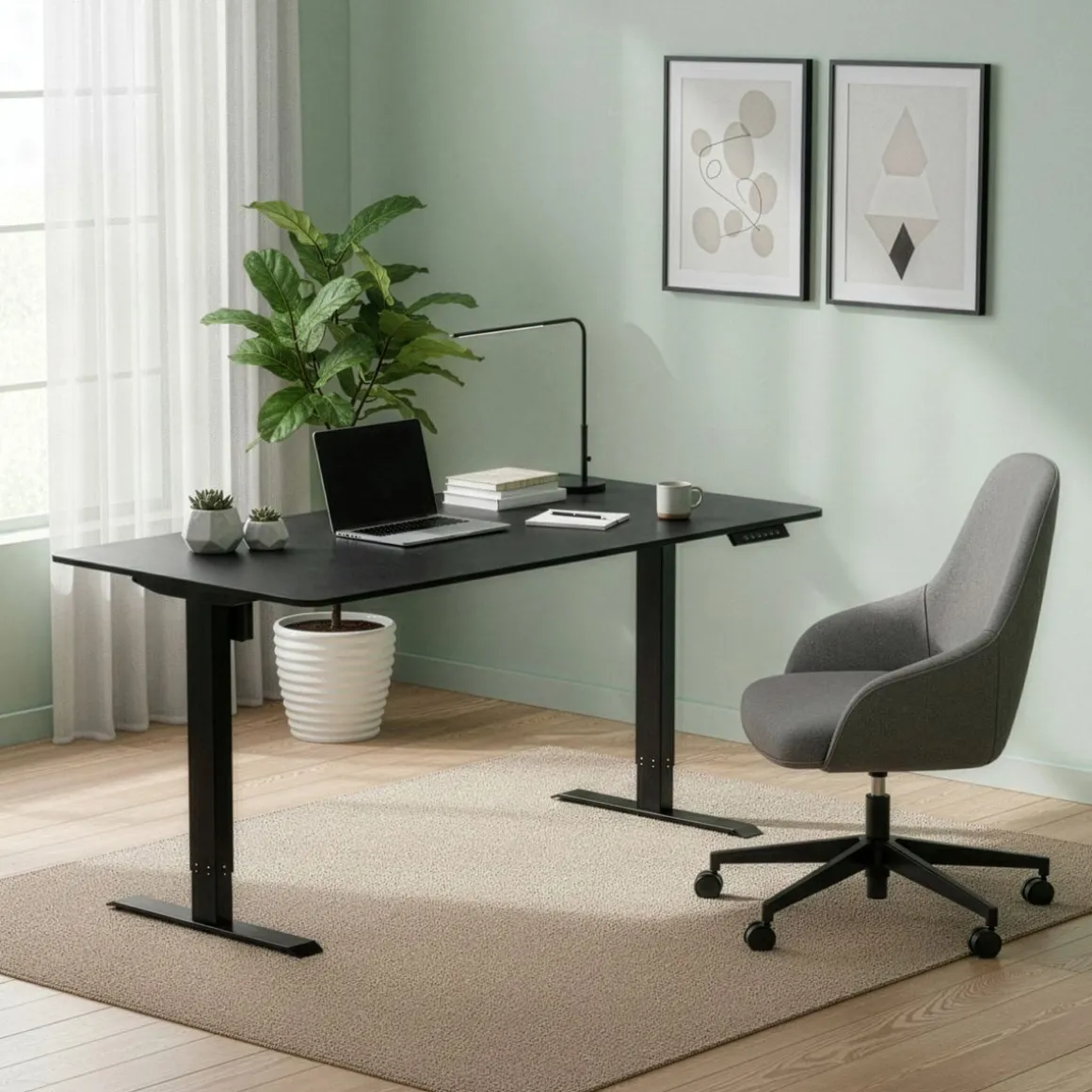 Stehpult elektrisch BUDGET schwarz 120 x 60 cm