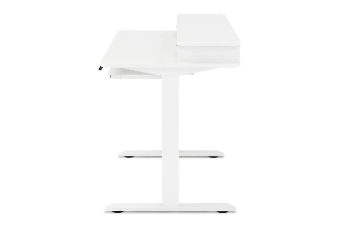 Stehpult elektrisch mit Ablage + Tastaturfach weiss 120 x 60 cm