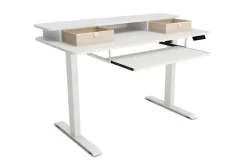 Stehpult elektrisch mit Ablage + Tastaturfach weiss 120 x 60 cm