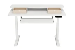 Stehpult elektrisch mit Ablage + Tastaturfach weiss 120 x 60 cm