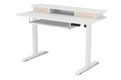 Stehpult elektrisch mit Ablage + Tastaturfach weiss 120 x 60 cm
