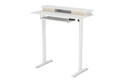 Stehpult elektrisch mit Ablage + Tastaturfach weiss 120 x 60 cm