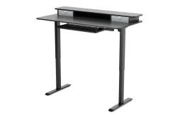 Stehpult elektrisch mit Ablage + Tastaturfach schwarz 140 x 70 cm