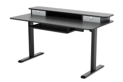 Stehpult elektrisch mit Ablage + Tastaturfach schwarz 140 x 70 cm