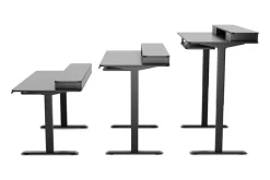 Stehpult elektrisch mit Ablage + Tastaturfach schwarz 140 x 70 cm
