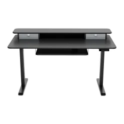 Stehpult elektrisch mit Ablage + Tastaturfach schwarz 140 x 70 cm