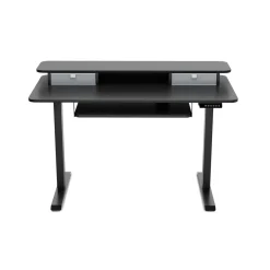 Stehpult elektrisch mit Ablage + Tastaturfach schwarz 120 x 60 cm
