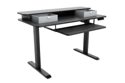 Stehpult elektrisch mit Ablage + Tastaturfach schwarz 120 x 60 cm