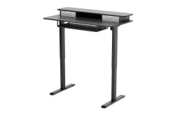 Stehpult elektrisch mit Ablage + Tastaturfach schwarz 120 x 60 cm