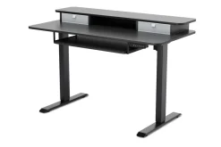Stehpult elektrisch mit Ablage + Tastaturfach schwarz 120 x 60 cm