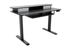 Stehpult elektrisch mit Ablage + Tastaturfach schwarz 120 x 60 cm