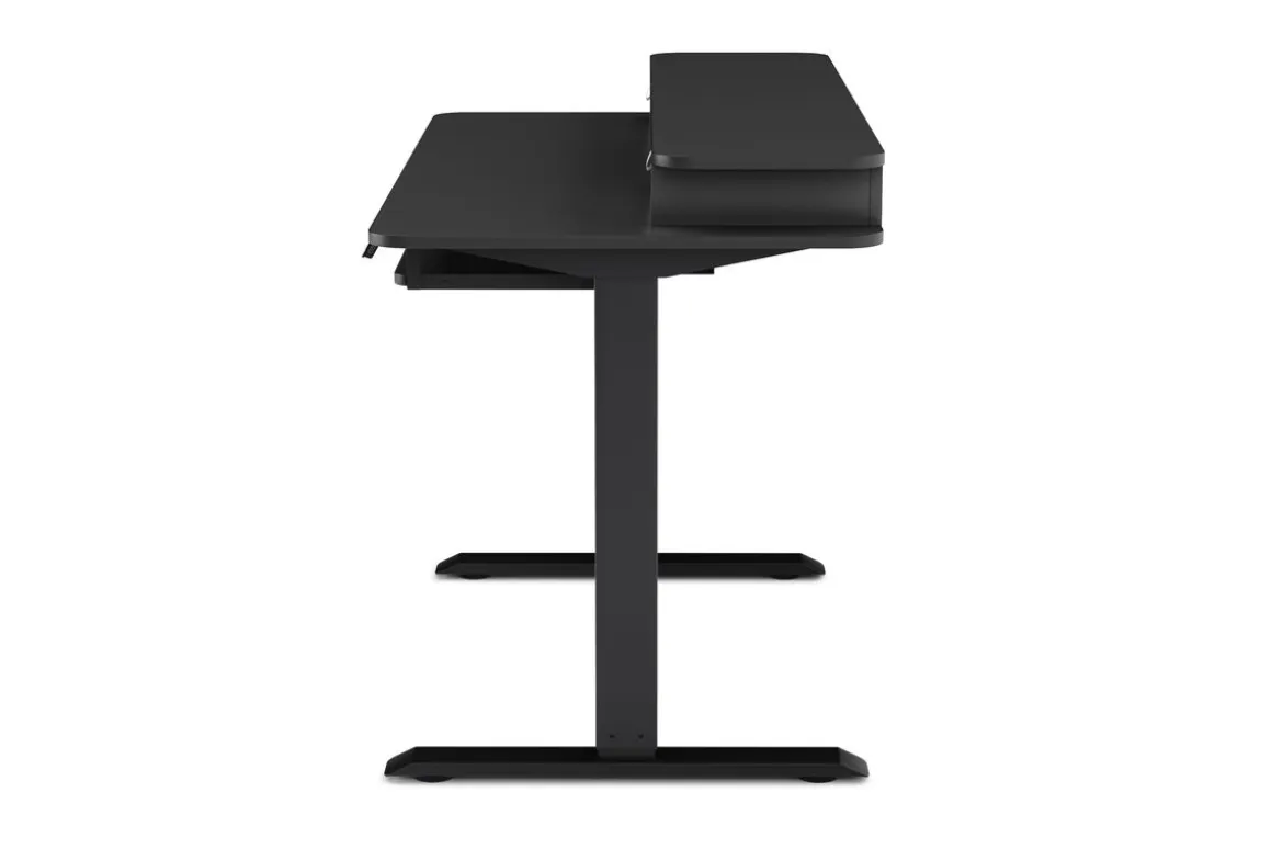 Stehpult elektrisch mit Ablage + Tastaturfach schwarz 120 x 60 cm